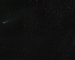 Comet p12 Pons-Brooks and M31 the Andromeda Galaxy by Bob Rossiter <br> Canon r5 with Canon RF 85mm f1.2 <br>Guided with ZWO 120mm-s & 30mm guide scope and ZWO ASIair mini ZWO AM5 mount <br>41 - 1 second exposures at iso 1600 <br>15 March, 2024