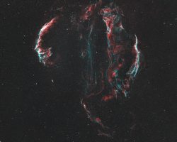 Veil Nebula By Bob Rossiter <br> October 5-6, 2024 <br>135mm Rokinon lens <br>ZWO 2600mc pro camera guided by the ASIair ZW0 <br>AM5 mount <br>60 - 600 second exposures (6 hours)