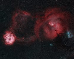 Rosette and Christmas Tree Nebula by Bob Rossiter <br> Aquired March 9, 2026 <br> ZWO 2600mc-air / 135mm Rokinon / NBZII filter <br>16 x 600 seconds (2:40hrs)